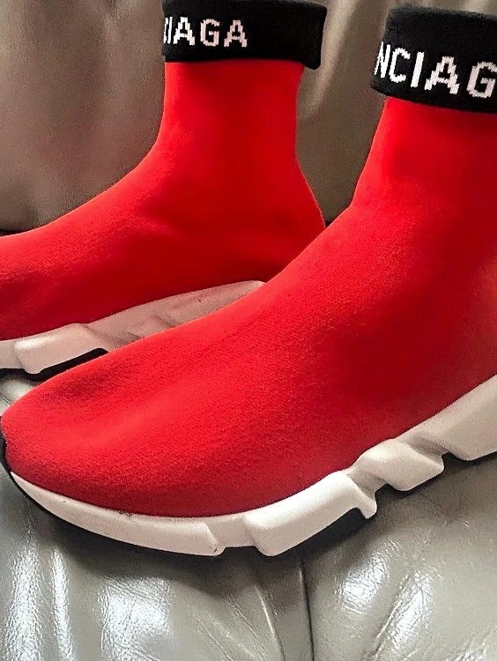 Balenciaga Speed Trainer Sneakers Red & Black US 10